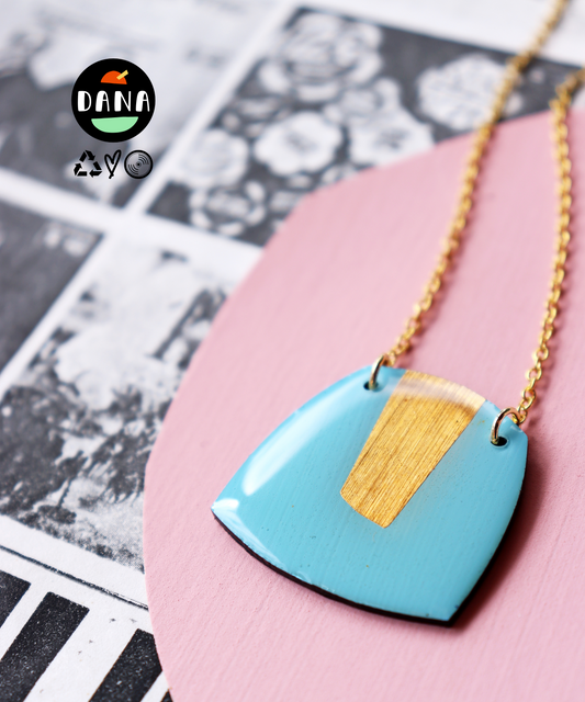upcycled necklace in blue and gold / eco-friendly Irish jewellery