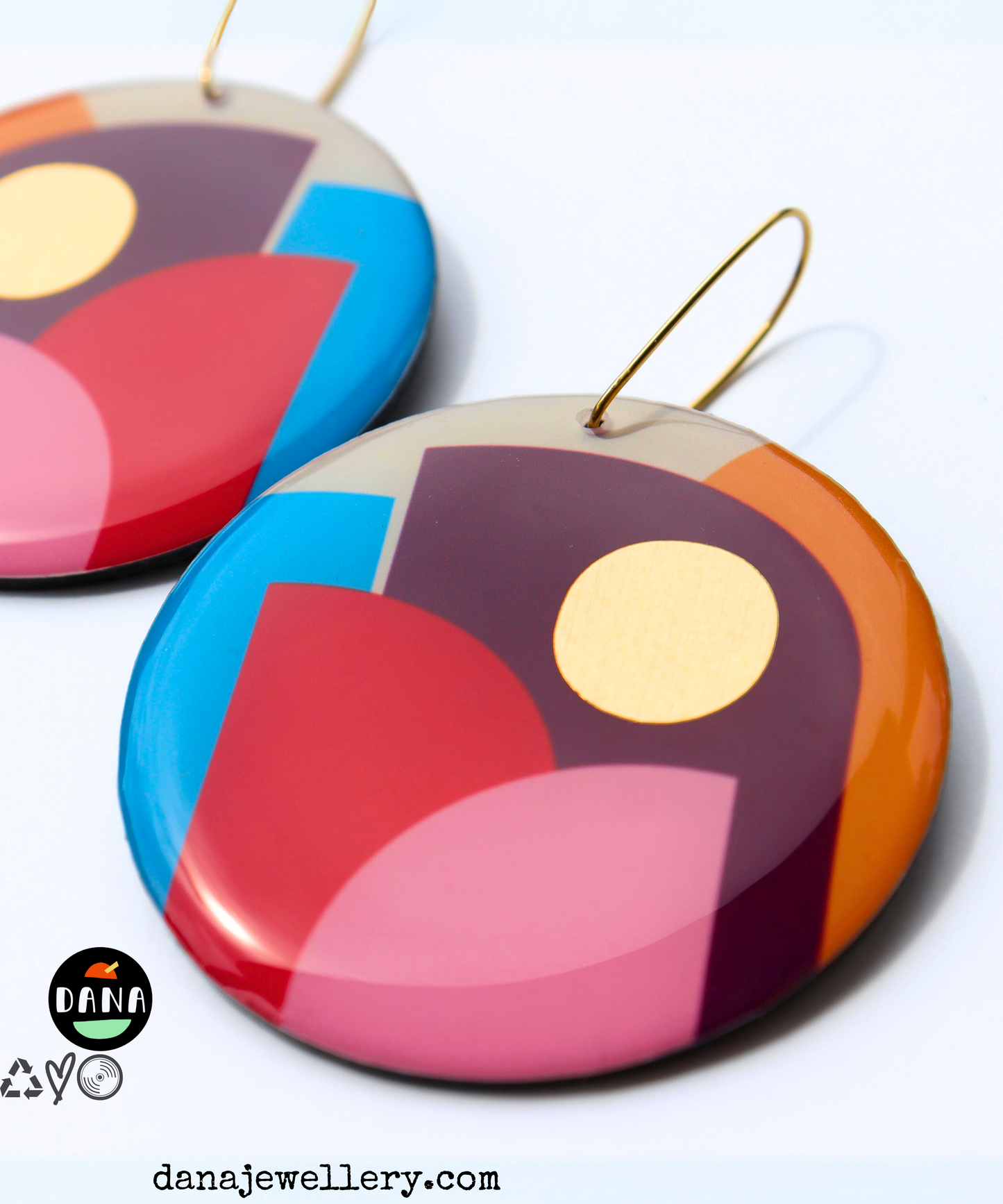 CLEO confetti / bold colourful upcycled vinyl earrings made in Ireland