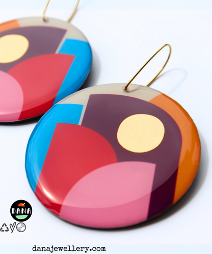 CLEO confetti / bold colourful upcycled vinyl earrings made in Ireland