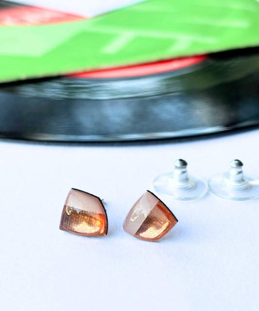 40% OFF Upcycled geometric studs in light pink and copper / hypoallergenic