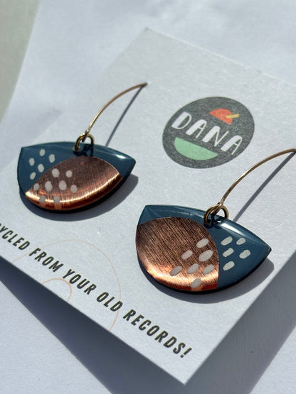 30% OFF boats in blue grey with copper and white details  / contemporary jewellery design