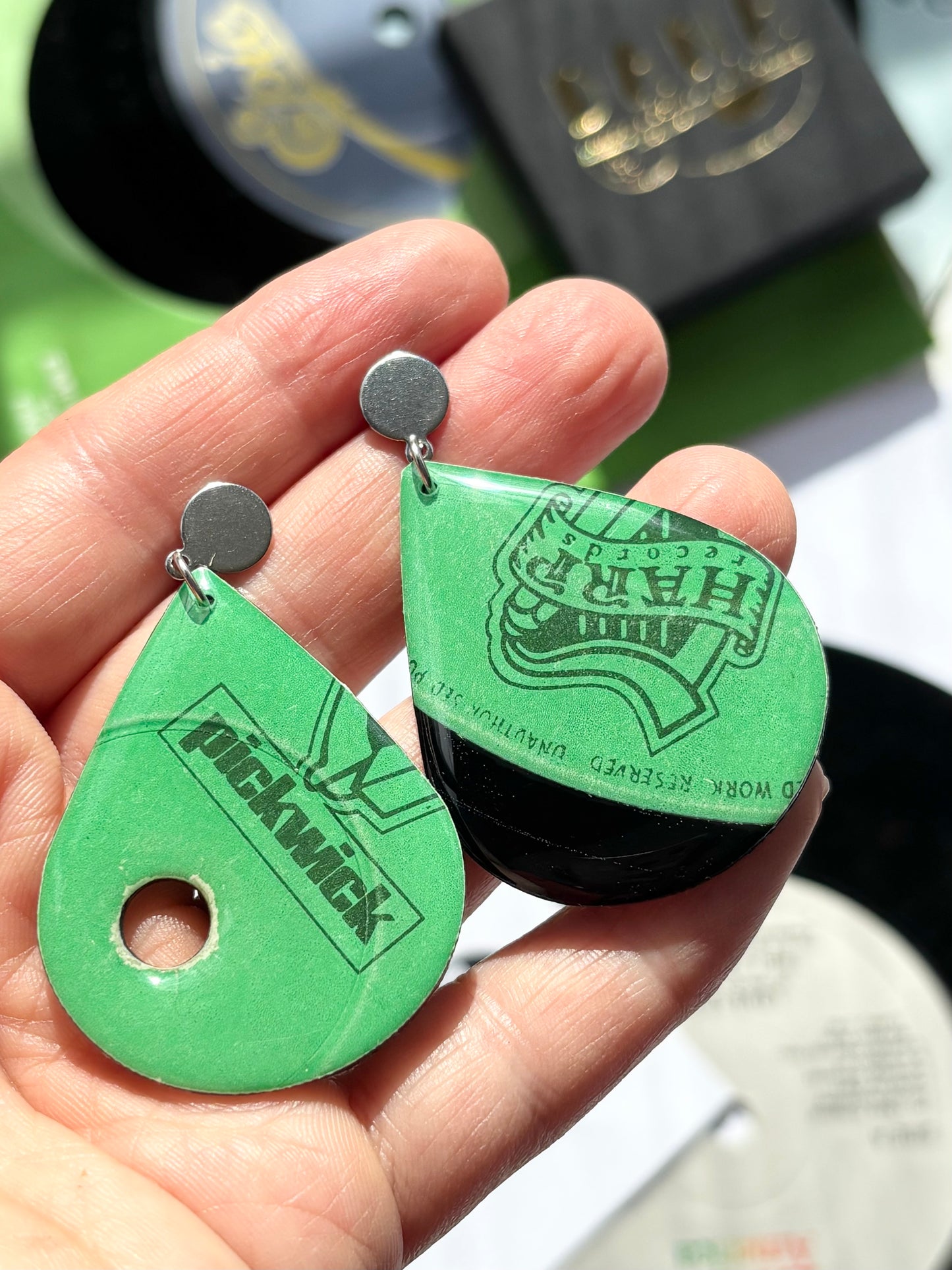 HARP Records | the ultimate Irish earrings in green | OOAK