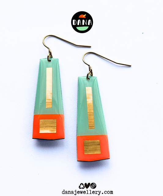 LEXI in deep orange, mint green, lush gold