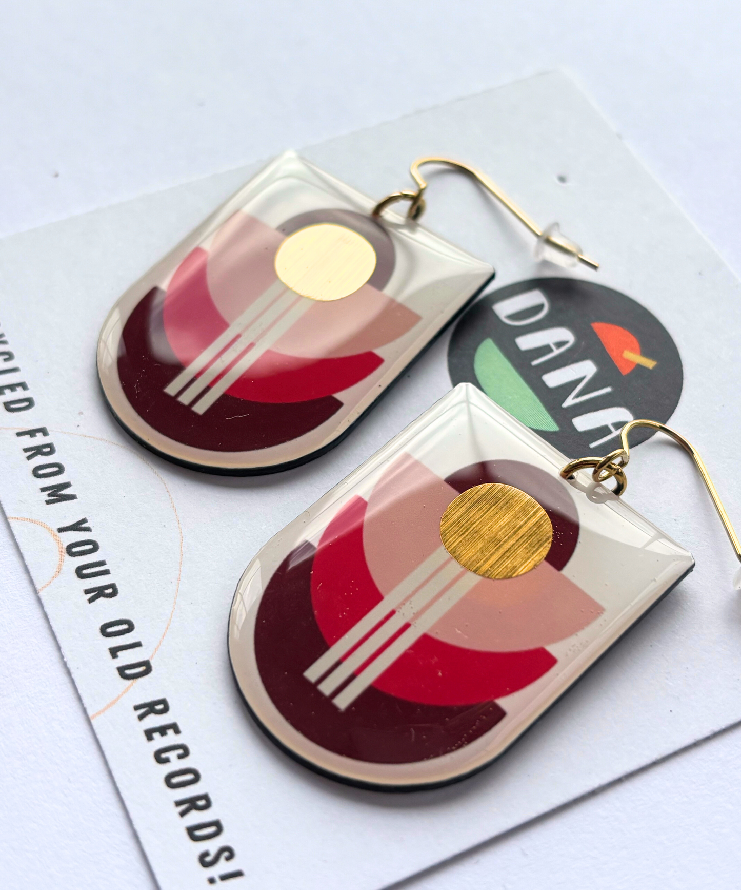 30% OFF ART DECO earrings in pink, red, burgundy, gold