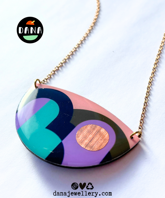 LOLA no.1 necklace in olive, turquoise, lilac, navy, copper / graphic necklace handmade in Ireland