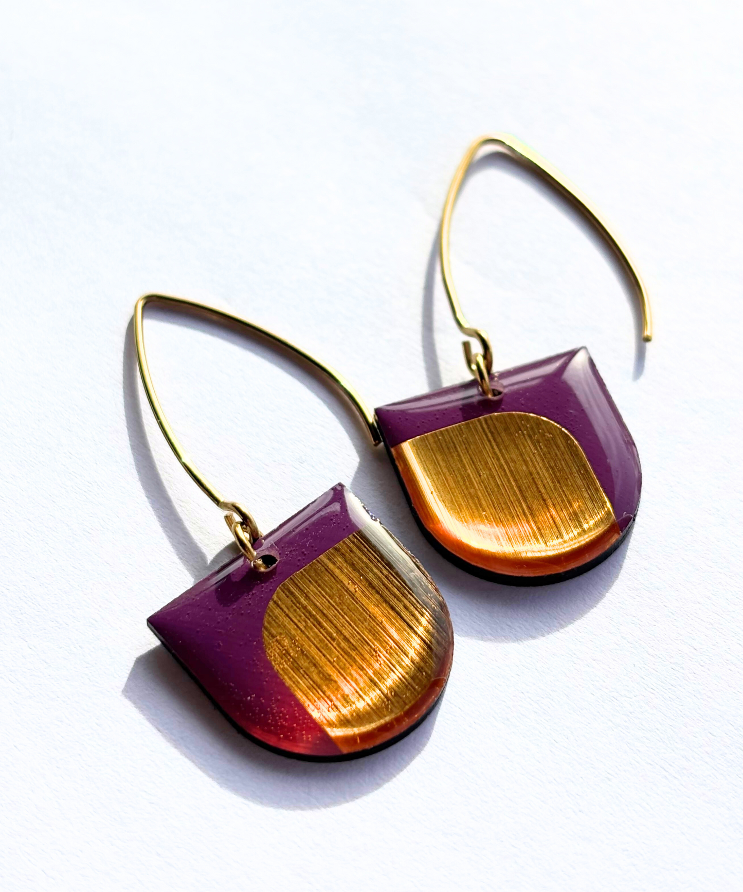 DEE minimal contemporary earrings with lush metallic detail / unique colourful Irish jewellery design / pick your favourite