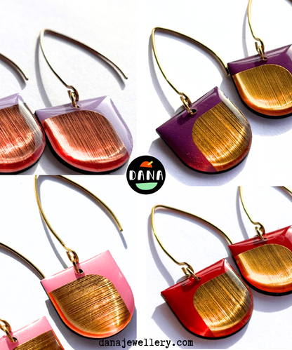 DEE minimal contemporary earrings with lush metallic detail / unique colourful Irish jewellery design / pick your favourite