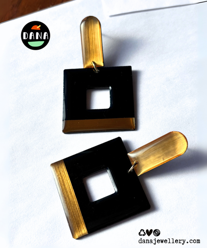 Oh so classy yet upcycled MIKA in black and gold / innovative recycled Irish jewellery design