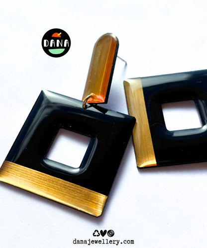 Oh so classy yet upcycled MIKA in black and gold / innovative recycled Irish jewellery design