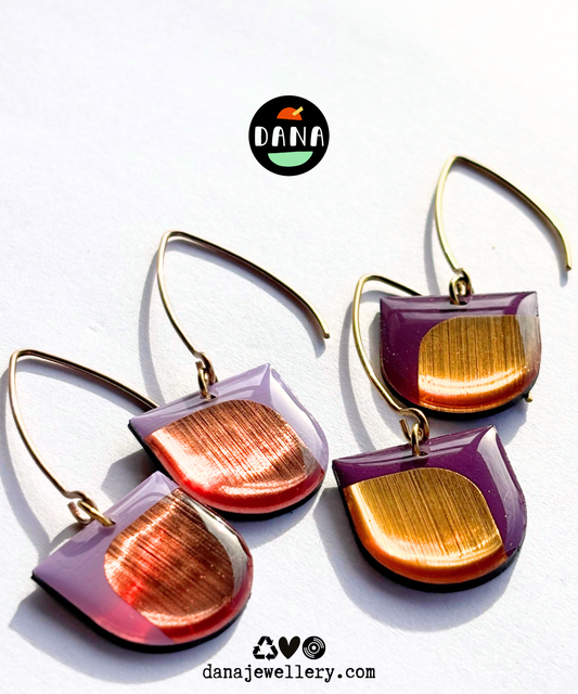 DEE in lilac & copper or deep purple & gold / unique upcycled Irish jewellery