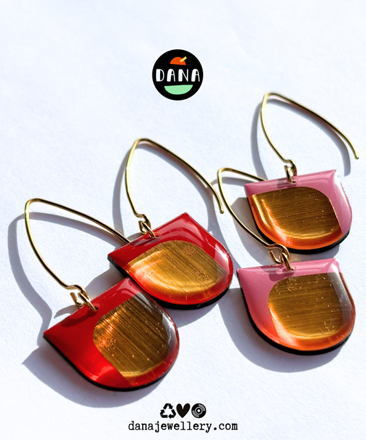 DEE in red or pink with gold detail / contemporary Irish jewellery design