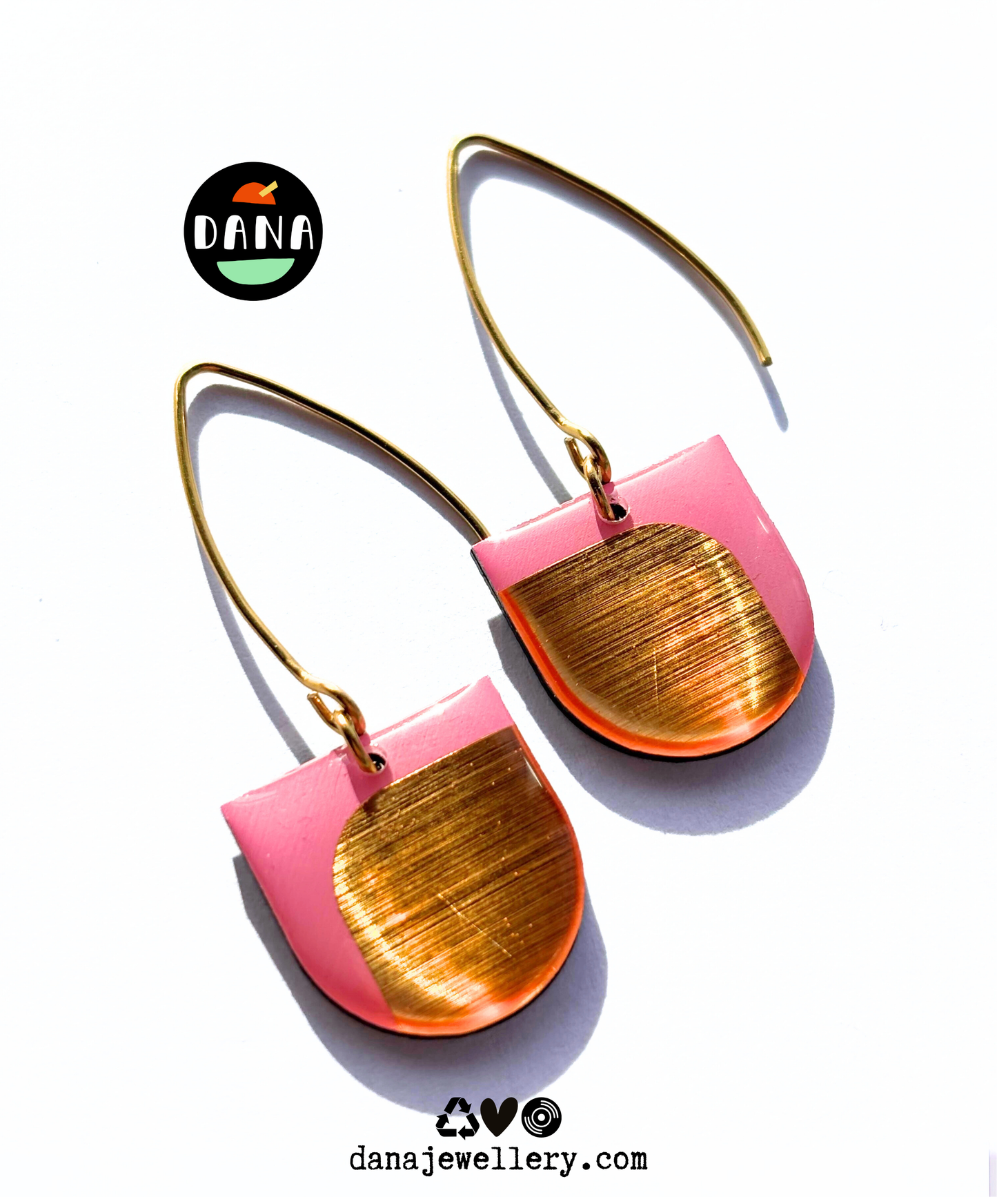 DEE in red or pink with gold detail / contemporary Irish jewellery design