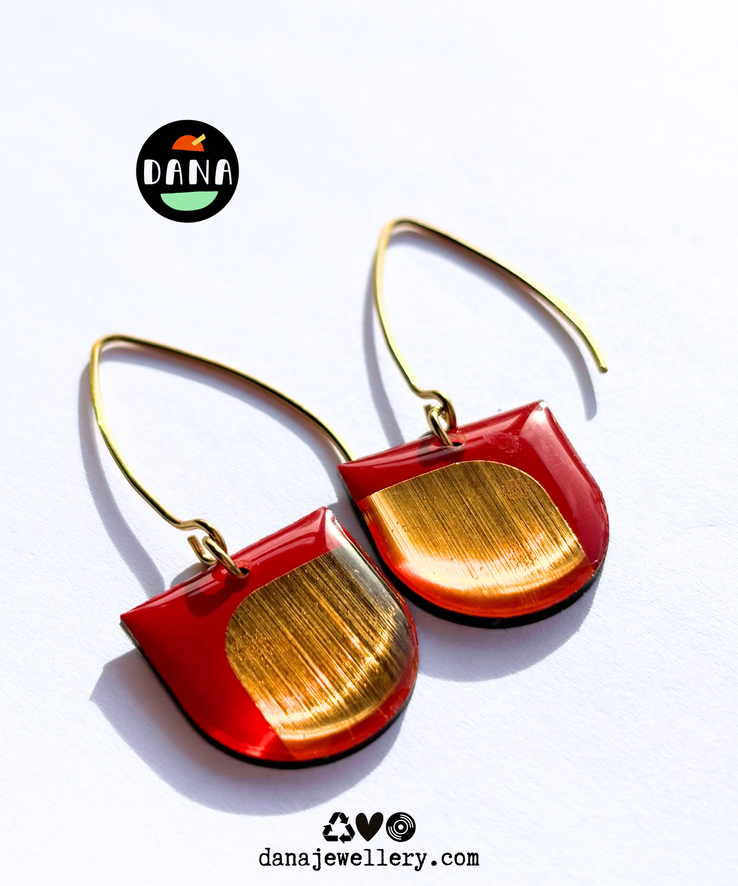 DEE in red or pink with gold detail / contemporary Irish jewellery design