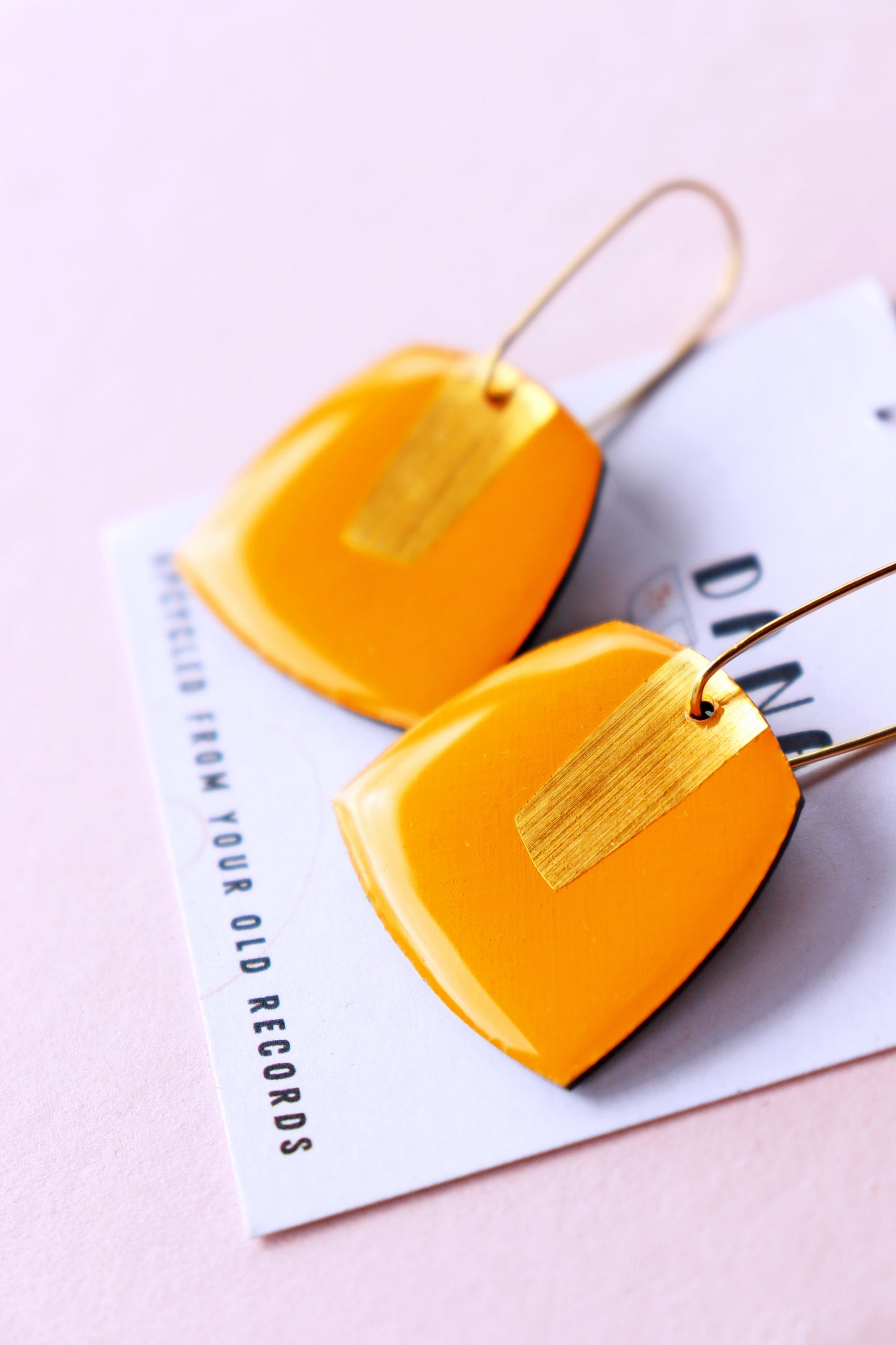 50% OFF BETTY no.2 in yellow & gold / vinyl record earrings
