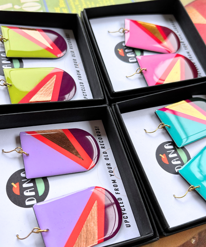 ZIGGY in lime green, deep orange, plum, copper