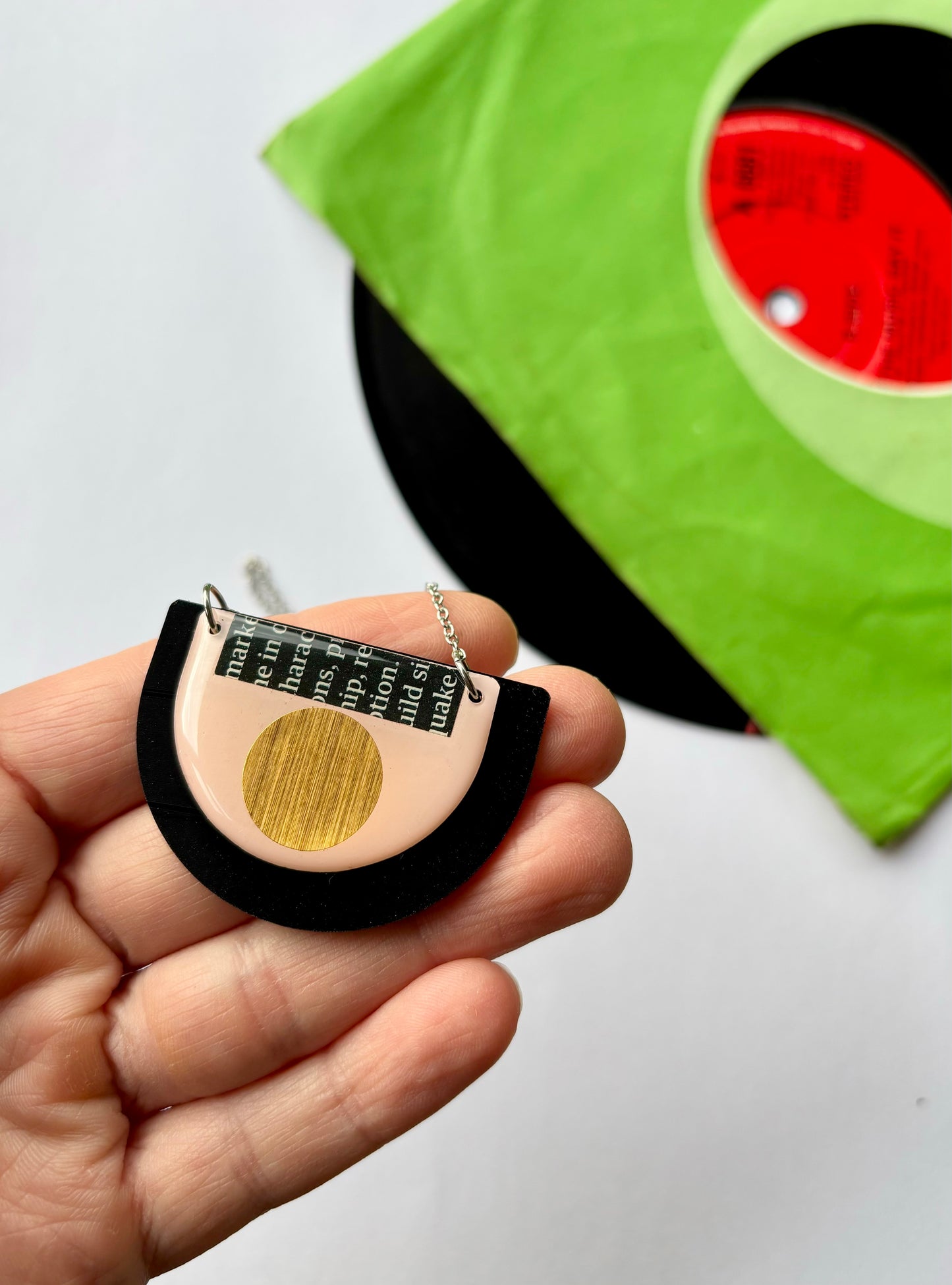 40% OFF / contemporary upcycled vinyl record necklace / Irish jewellery design