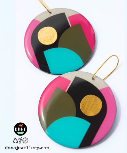 CLEO no.1 / graphic hard edge disc earrings / unique Irish jewellery