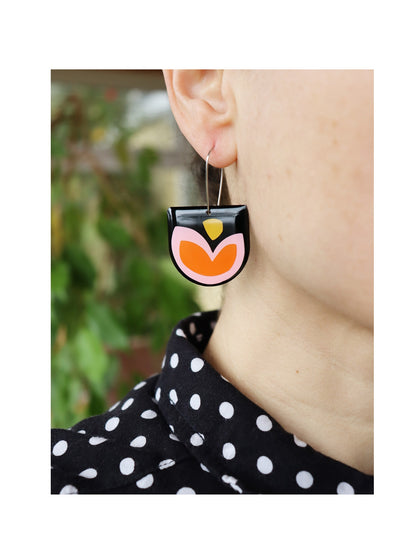 FLOR with a retro feel / upcycled vinyl record earrings