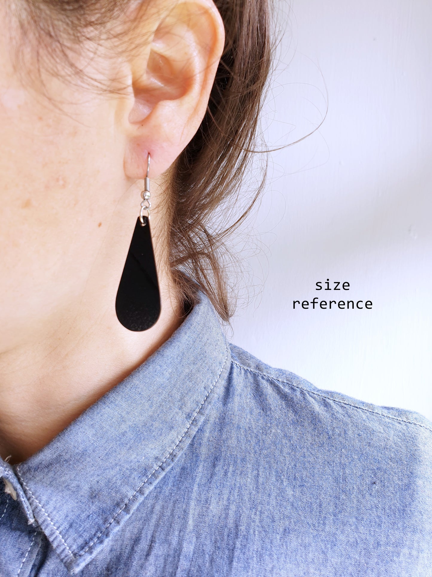 abstract casual chic long teardrop earrings / recycled vinyl earrings