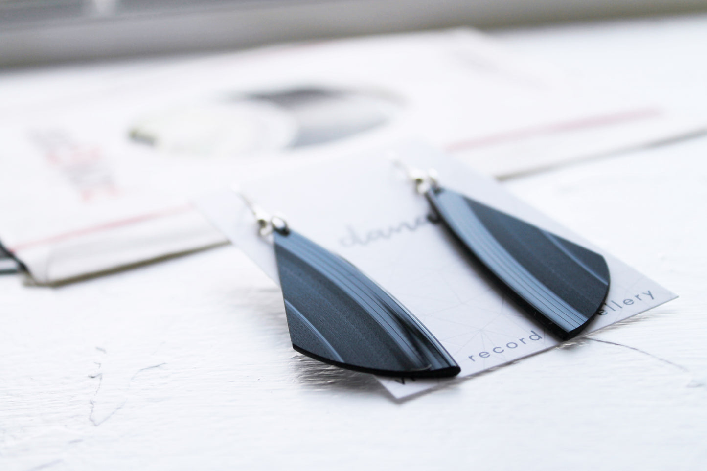 Stylish yet upcycled long vinyl record earrings