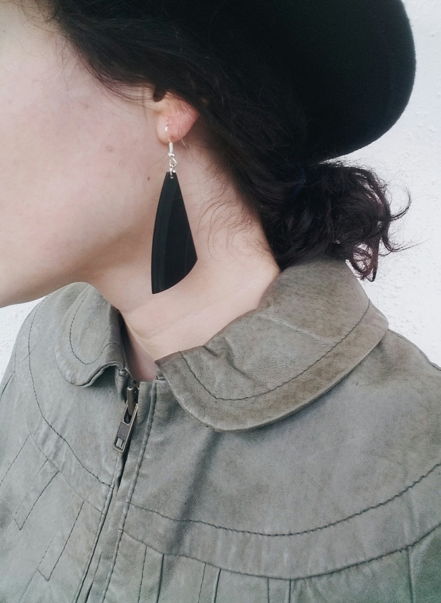 Stylish yet upcycled long vinyl record earrings