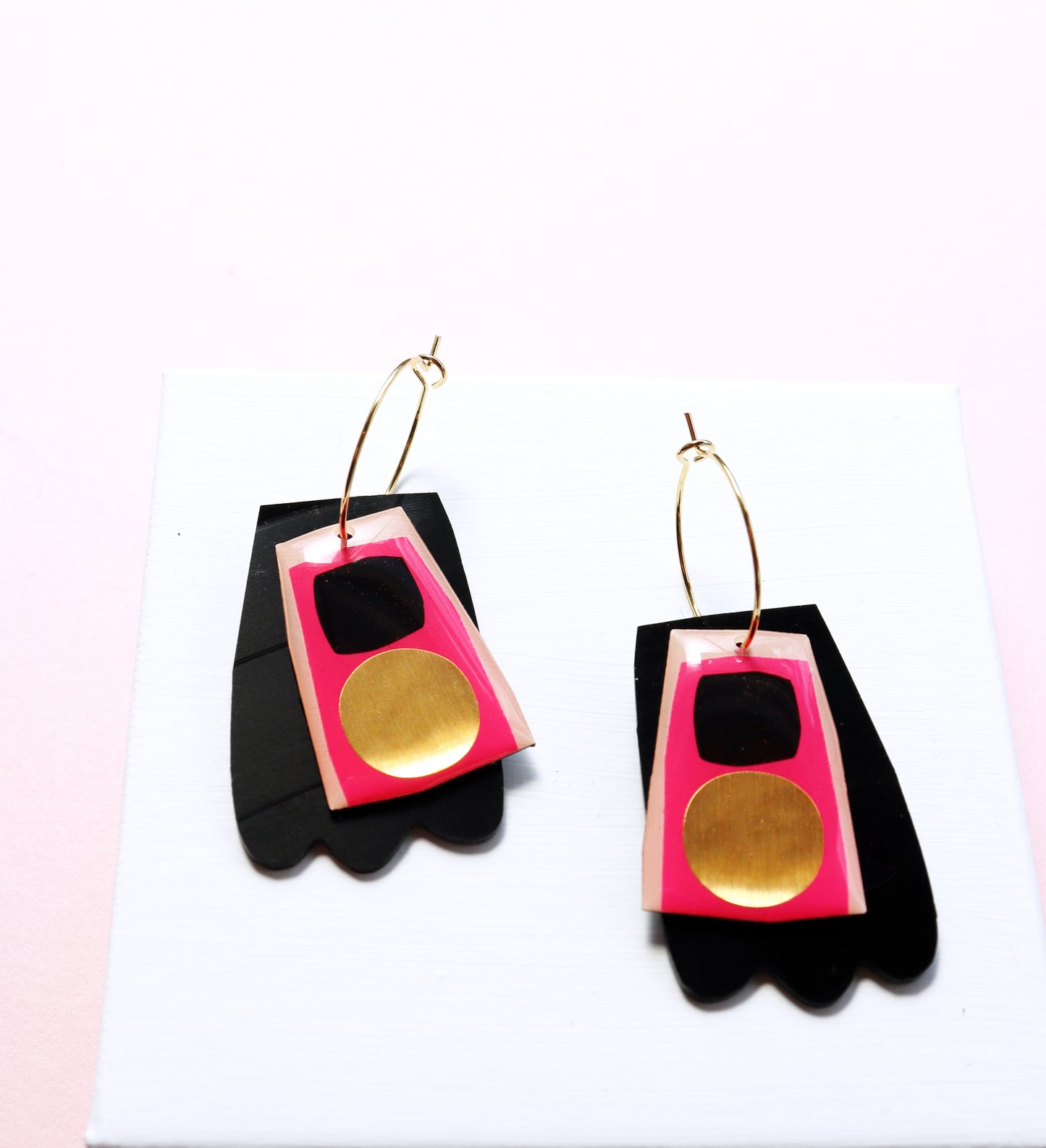 FROUFROU no. 2 in hot pink and gold / recycled vinyl jewellery