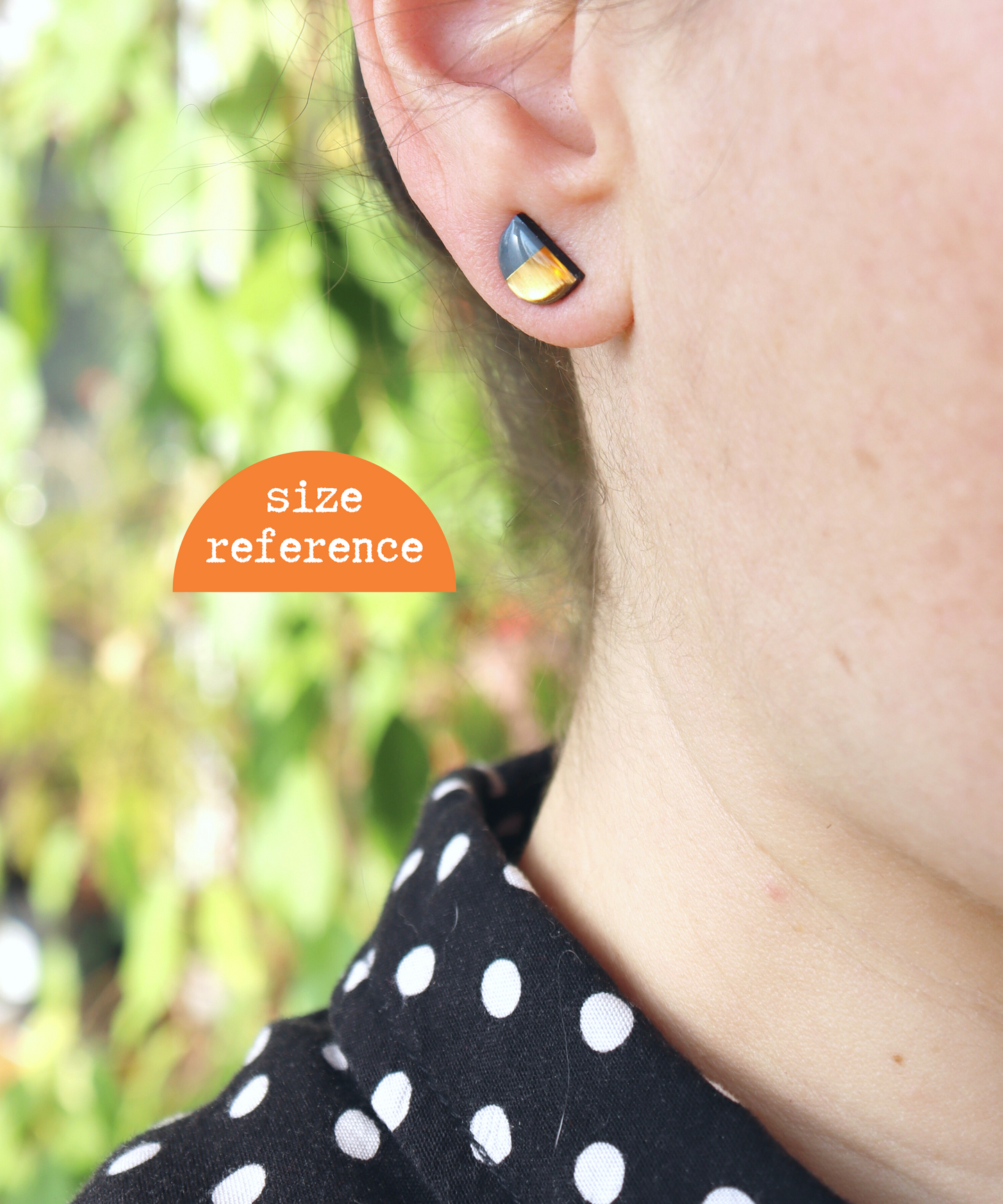 blue grey half moons - gold or copper / upcycled vinyl record studs