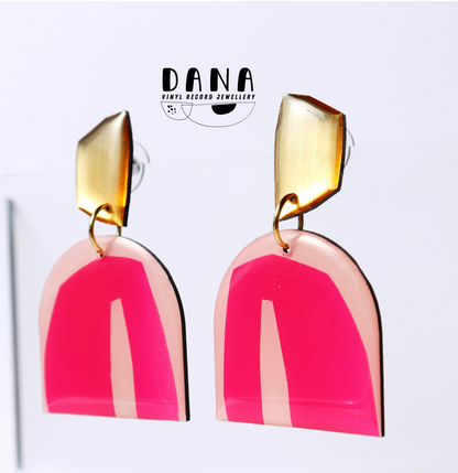 statement GEO dangles in hot hot pink and gold