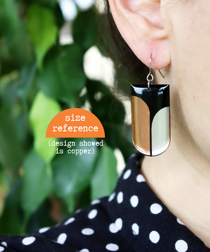 30% OFF NICO / one pair left in gold / contemporary upcycled vinyl earrings